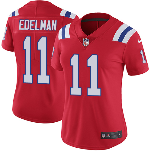 Nike Patriots #11 Julian Edelman Red Alternate Women's Stitched NFL Vapor Untouchable Limited Jersey - Click Image to Close